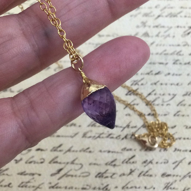 Hanks/20” Amethyst Marquise & Gold Necklace