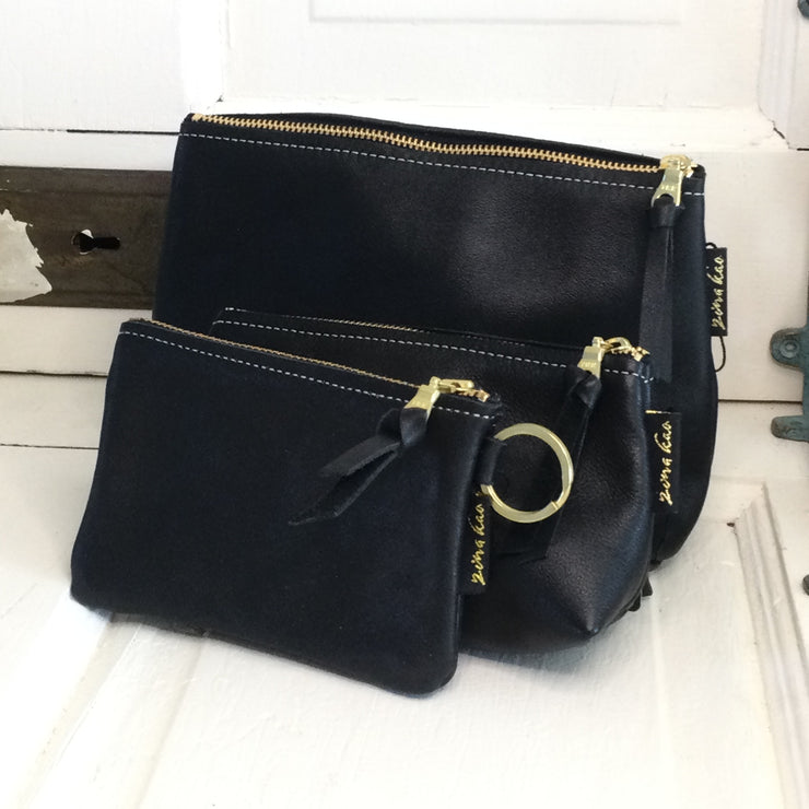Martin/Black-Leather Zip Bag by Zina Kao