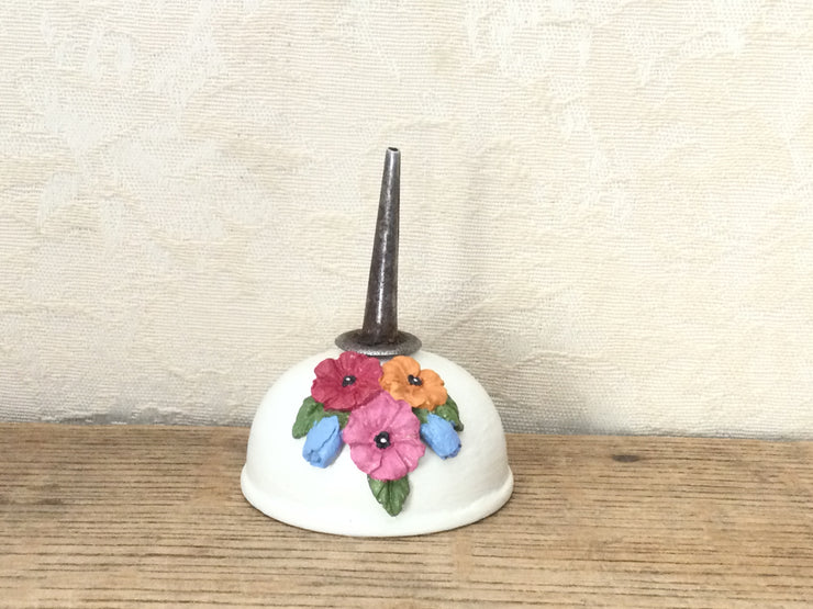 White Pearl Ring Holder/Tiny Upcycled Vintage Oil Can by lydeen