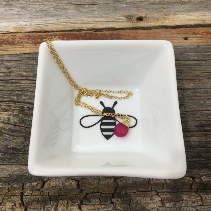 Bee on White/Mini Trinket Dish by lydeen