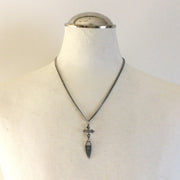 Cory/18” Hand Painted Periwinkle Charm Silver Necklace